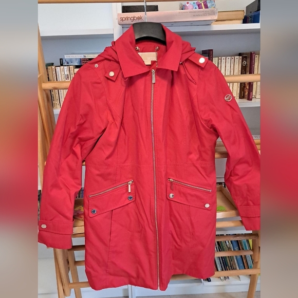 Michael Kors Red Rain Jacket size L - Picture 1 of 1